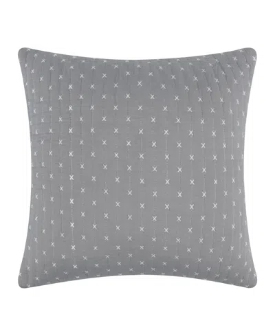Levtex Cross Stitch Quilted Decorative Pillow, 18" X 18" In Grey