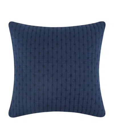 Levtex Cross Stitch Quilted Decorative Pillow, 18" X 18" In Navy
