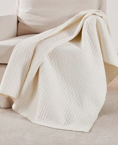 Levtex Cross Stitch Reversible Quilted Throw, 50" X 60" In Cream