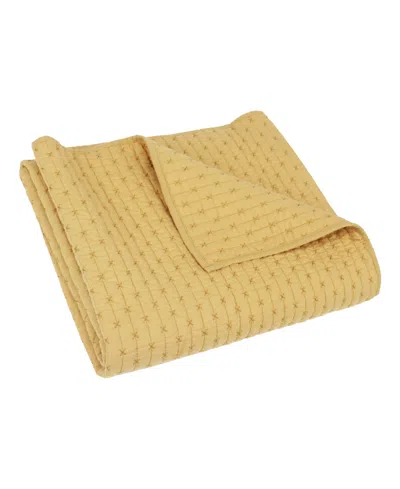 Levtex Cross Stitch Reversible Quilted Throw, 50" X 60" In Ochre