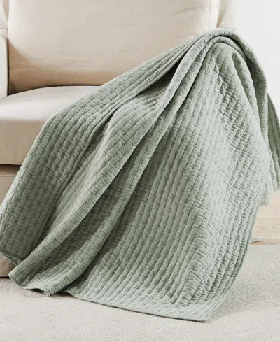 Levtex Cross Stitch Reversible Quilted Throw, 50" X 60" In White