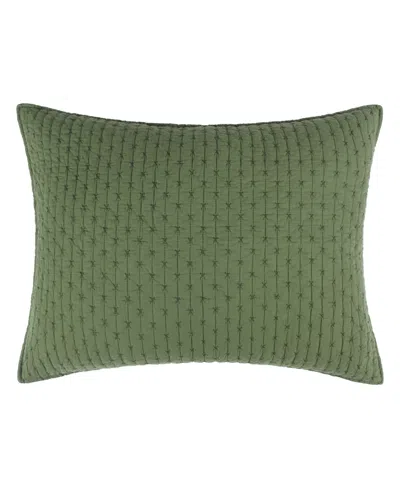 Levtex Cross Stitch Sham, Standard In Green