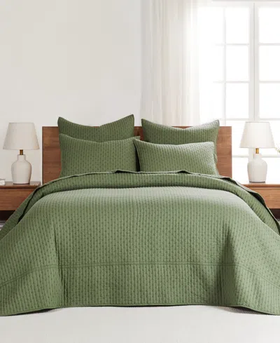 Levtex Cross Stitch Stitching 2-pc. Bedspread Set, Twin/twin Xl In Green