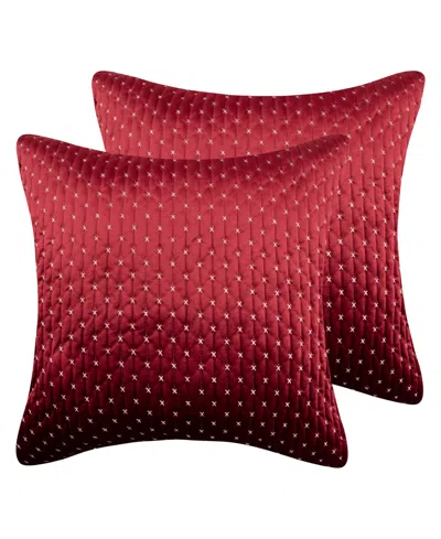 Levtex Cross Stitch Stitching 2-pc. Sham Set, European In Red