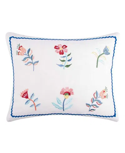 Levtex Danika Embroidered Decorative Pillow, 18" X 14" In White
