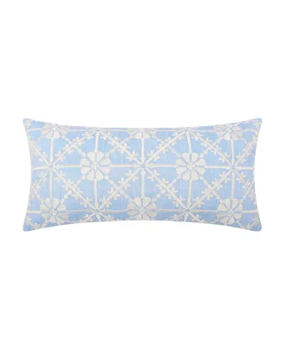 Levtex Evelyn Embroidered Decorative Pillow, 12" X 24" In Blue