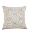 Levtex Eyelet Floral Embroidered Decorative Pillow, 18" X 18" In Natural