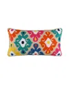 Levtex Fantasia Boho Crewel Stitch Decorative Pillow, 12" X 24" In Blue