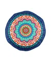 Levtex Fantasia Boho Printed Decorative Pillow, 18" Round In Blue