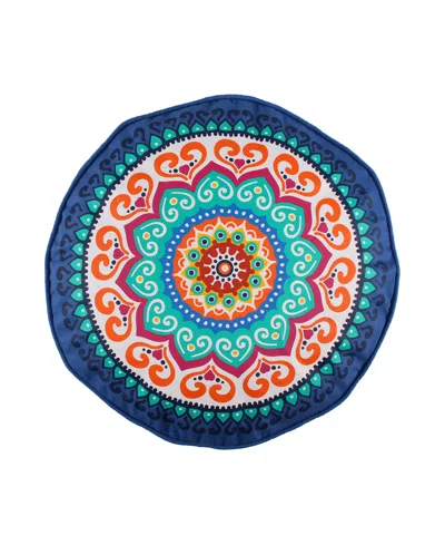 Levtex Fantasia Boho Printed Decorative Pillow, 18" Round In Blue