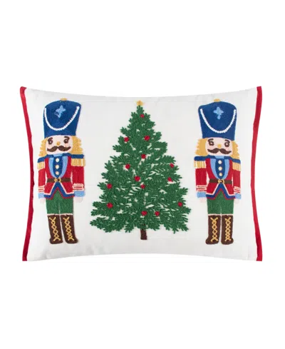 Levtex Festive Nutcrackers Embroidered Decorative Pillow, 14" X 18" In Green