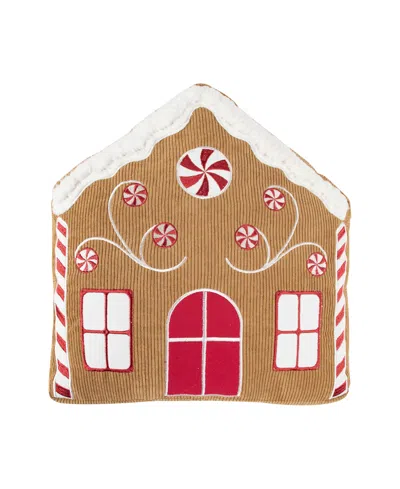 Levtex Gingerbread Village Embroidered Decorative Pillow, 14" X 15" In Sand