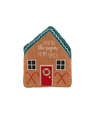 Levtex Gnome For The Holidays Gingerbread House Decorative Pillow, 11" X 15" In Blue