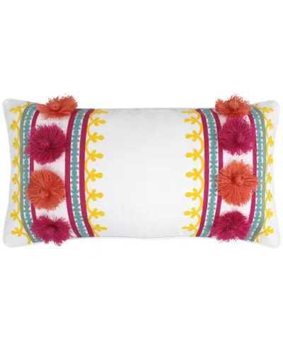 Levtex Grandiflora Embroidered Decorative Pillow, 12" X 24" In Multi Color