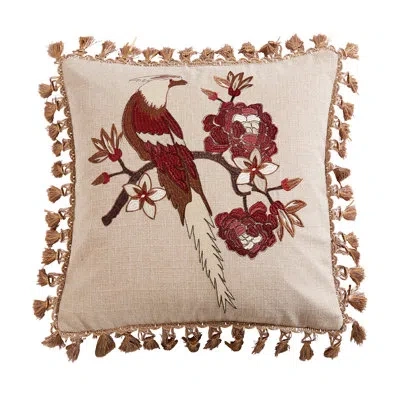 Levtex Home Astrid Bird Tassel Pillow 18x18 In Green