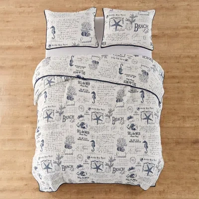 Levtex Home Beach Life Full/queen Quilt Set With 2 Standard Shams In Blue