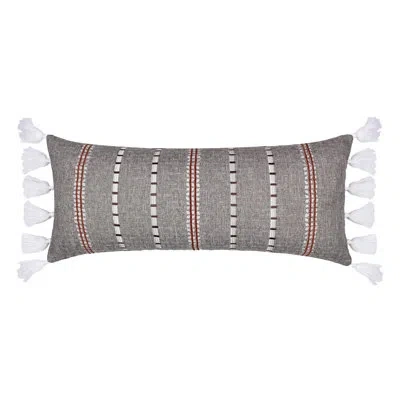 Levtex Home Black Pieced Applique Tassel Pillow In White