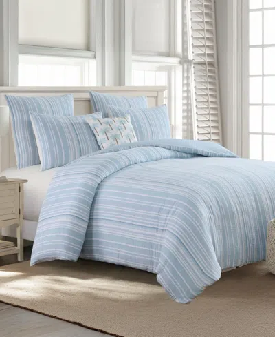 Levtex Home Boracay Stripe Muslin Textured 3-pc. Duvet Cover Set, Queen In Blue