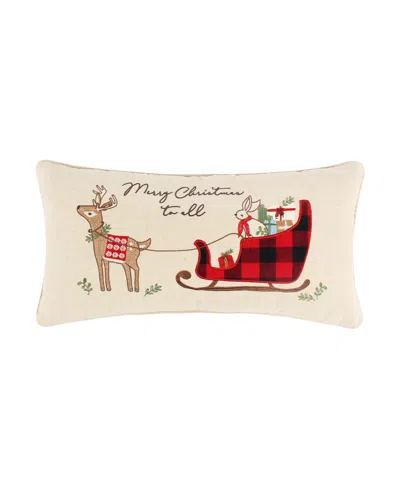 Levtex Home For Christmas Embroidered Decorative Pillow, 12" X 24" In Red