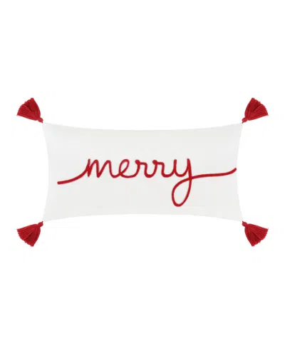 Levtex Home Levtex All Is Bright Tassel Embroidered Decorative Pillow, 12" X 24" In Red