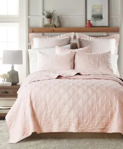 Levtex Home Levtex Washed Linen Relaxed Solid Quilts In Pink