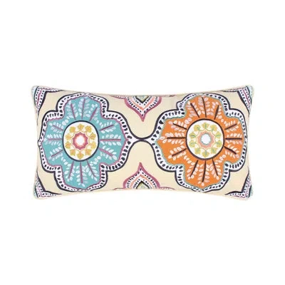 Levtex Home Magnolia Navy Embroidered Medallion Pillow In Red