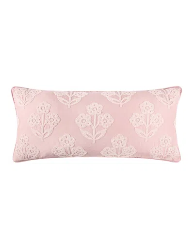 Levtex Home Maileen Crewel Stitch Decorative Pillow, 12" X 24" In Pink
