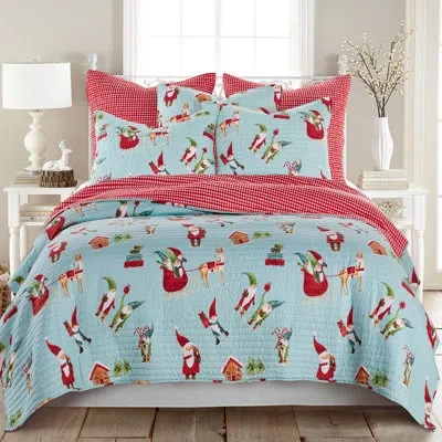 Levtex Home Merry & Bright Gnome For The Holidays King Quilt In Green
