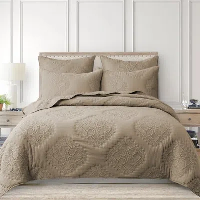 Levtex Home Muslin Stitch Taupe Quilt Set In Tan