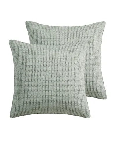 Levtex Home Pick-stitch Artisan Cotton 2-piece Sham Set, European In Green