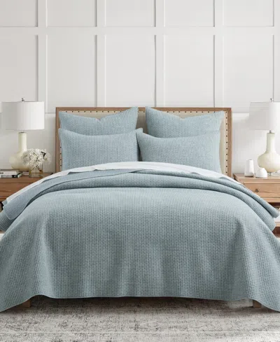 Levtex Home Pick-stitch Artisan Textured 3-piece Quilt Set, Full/queen In Blue