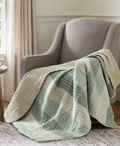 Levtex Home Sand Stripes Textured Quilted Throw, 50" X 60" In Green