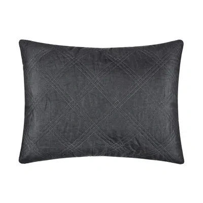 Levtex Home Washed Linen Charcoal Quilted King Sham In Black