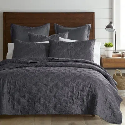 Levtex Home Washed Linen Charcoal Twin Quilt In Black
