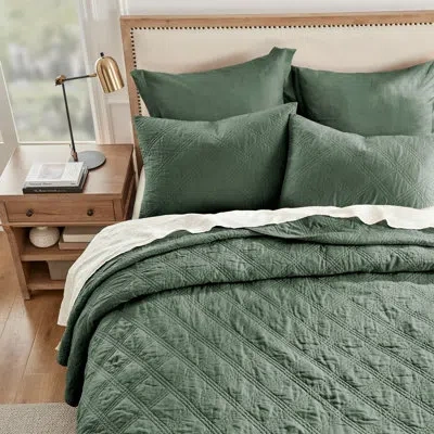 Levtex Home Washed Linen Forest Green Twin Quilt