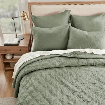 Levtex Home Washed Linen Sage Green Twin Quilt