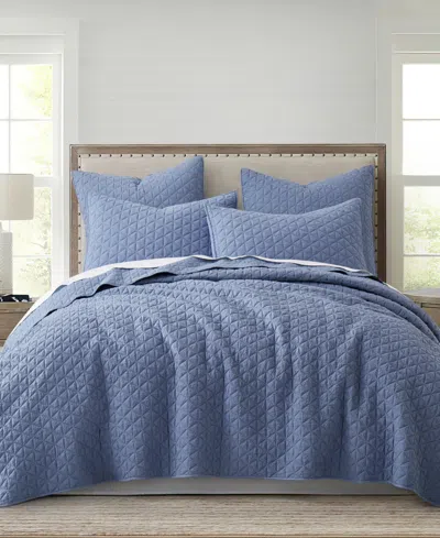 LEVTEX HOMTHREADS ROWAN ENZYME WASH 3-PC. QUILT SET, FULL/QUEEN