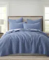 Levtex Homthreads Rowan Enzyme Wash 3-pc. Quilt Set, Full/queen In Blue