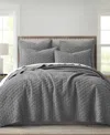 Levtex Homthreads Rowan Enzyme Wash 3-pc. Quilt Set, King/california King In Gray