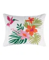 Levtex Hummingbird Grove Crewel Stitch Floral Decorative Pillow, 14" X 18" In White