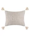 Levtex Kamira Embroidered Tassel Decorative Pillow, 18" X 14" In Neutral