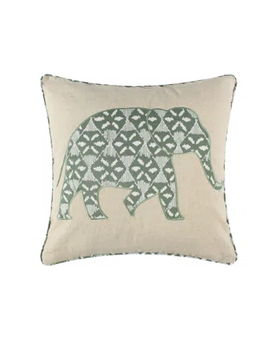 Levtex Kemala Elephant Applique Decorative Pillow, 18" X 18" In Green