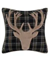 Levtex Lodge Toile Applique Decorative Pillow, 18" X 18" In Black