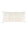 Levtex Lorrance Diamond Embroidered Decorative Pillow, 12" X 24" In Natural