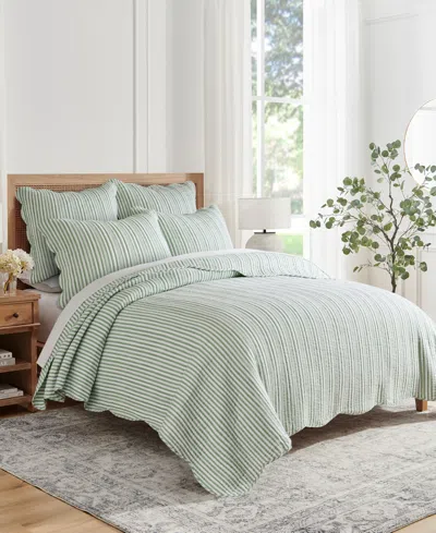 Levtex Martha Stripe Reversible 3-pc. Quilt Set, King/california King In Green