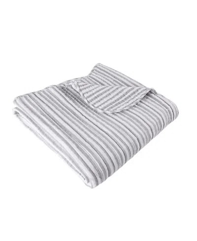 Levtex Martha Stripe Reversible Quilted Throw, 50" X 60" In Gray