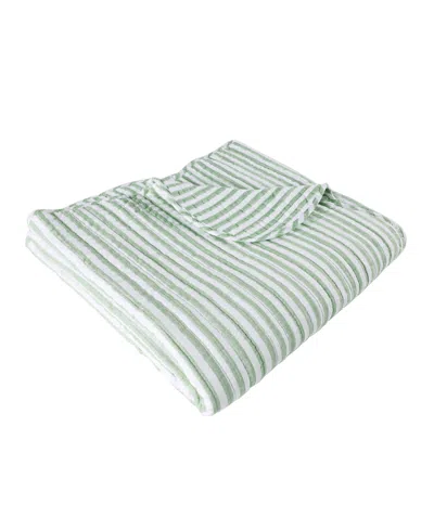 Levtex Martha Stripe Reversible Quilted Throw, 50" X 60" In Green