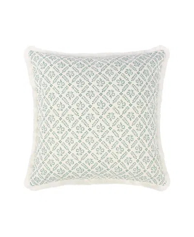Levtex Melange Stitch Fringe Decorative Pillow, 18" X 18" In Spa