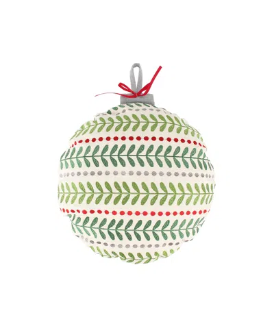 Levtex Meowy Christmas Ornament Shaped Decorative Pillow, 16" Round In White