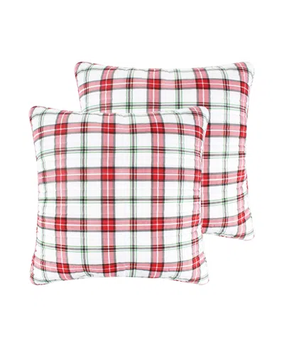 Levtex Meowy Christmas Plaid 2-pc. Sham Set, European In White